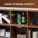 8 Cube Storage Organizer Bookshelf, Industrial Horizontal Bookcase, Accent Cubby Shelf, Media Console Table for Living Room, Home and Office, 63 Inches, Rustic Brown by CozyNest Decor