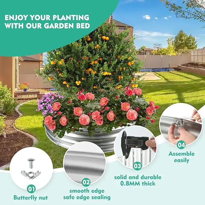 36 Inch Diameter Silver Galvanized Garden Raised Bed/Plant Box/Fire Ring-0.8mm Thick,12 Inch Tall,Crimped Edge and Corner,No Sharpe,Perfect for Plantings (3FT Diameter, Round), photo 2 of 7