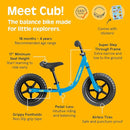 Retrospec Cub Toddler 12" Balance Bike, 18 Months - 3 Years Old, No Pedal Beginner Kids Bicycle for Girls & Boys, Flat-Free Tires, Adjustable Seat, & Durable Frame by TinyTreasures Baby Boutique