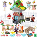 Suzile 50 Pcs Solar Fairy House Garden Accessories Light up Flocked Fairy House Garden Kit Green Resin Miniature Mushroom Figures Micro Landscape Ornament(Mushroom House) by GreenHaven Gardens