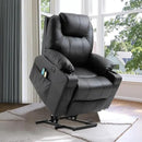 VIVIJASON Power Lift Chair Electric Recliner for Elderly Heated Vibration Massage Faux Leather Recliner Chair with 2 Remote Controls, Cup Holders, Side Pockets & USB Ports for Living Room (Black) by CozyNest Decor
