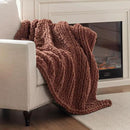 Chunky Knit Blanket Throw, 100% Hand Knit Throw Blanket Handmade Chenille Cable Knit Throw for Couch, Stylish Cozy Soft Rope Knot Crochet Blanket for Home Decor, Copper Brown, 50x60 Inches by CozyNest Decor