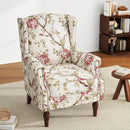 UIXE High Back Accent Chair, Fabric Upholstered Armchair for Living Room, Retro Wingback Arm Chair with Solid Wood Legs, Nailhead Trim Single Sofa Bedroom Reading Seat - Beige Floral by CozyNest Decor