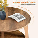 Sweetcrispy Round Coffee Table, 36'' Wood Coffee Tables for Living Room with Storage, 2-Tier Center Circle Counter with Wooded Desktop, 50 lbs Capacity, Anti-Slip Feet, Modern Farmhouse Design, Brown by CozyNest Decor