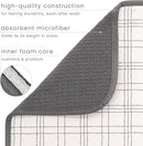 S&T INC. Dish Drying Mat XL, 18” x 24”, Absorbent Microfiber Kitchen Counter Mat, Dish Drying Pad for Dishes, Utensils, Pots and Pans, Extra Large, Stitched Plaid by CozyNest Decor