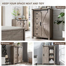 T4TREAM 5 Drawers Dresser for Bedroom w/Sliding Barn Door, Farmhouse Modern Tall Dresser 5 Chest of Drawers, Storage Organizer for Bedroom, Hallway, Living Room, Kids Room, Light Rustic Oak by TinyTreasures Baby Boutique