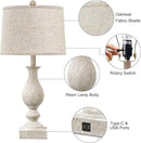 28'' Tall Farmhouse Table Lamps for Living Room, Bedroom Lamps Set of 2 with USB C+A Charging Ports, Rustic Farmhouse Nightstand Lamps for Bedside, Traditional Side Table Lamp with Fabric Shade by CozyNest Decor