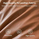 HIGOGOGO Round Stuffed Pouf Ottoman, Pu Leather Poufs with Foam Chunk Filling Foot Stool Storage Ottoman, 26 X 18 Floor Poufs Foot Rest for Living Room, Brown by CozyNest Decor