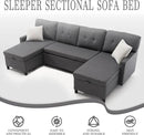 Pull Out Couch, Oversized Sleeper Sofa Couch, Sectional Sleeper Sofa Bed for Living Room Bedroom Lounge (Grey, 110 Inch) by CozyNest Decor