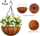 Hanging Baskets for Plants Outdoor(12 inch 4 Pack)- Coconut Coir Hanging Planters Outdoor,Metal Wire Baskets with Coco Liner, Hanging Pots for Plants Indoor, Flower Pots for Railings by CozyNest Decor