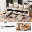 Oversized 172.5" Faux Leather Modular Sectional Sofa, Modern Large 11 Seater U Shaped Couch with Storage Seat with Reversible Chaise Deep Seat for Living Room DIY Combination - Whitesand by CozyNest Decor