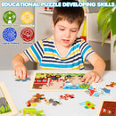 Wooden Farm Puzzles for Kids Age 3 4 5 Year Old, 4 Pack 24 Pcs Montessori Toddler Jigsaw Puzzles for Girl boy Activities Preschool Learning Educational Birthday Gift by TinyTreasures Baby Boutique