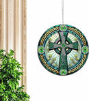 Irish Gifts, St Patricks Day Decor - Birthday, Christmas, Good Luck Irish Gifts for Men Women, Shamrock Decorations, Celtic Cross Home Decor - Window Suncatcher Hanging Decorations 6 in by GreenHaven Gardens