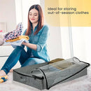 Gray Low Profile Under Bed Storage Containers 5 inches high, 33.8"x 17.7"x 5.1", Sturdy Underbed Shoe Storage Organizer, Foldable Fabric Under the Bed Storage Bins - Pack of 2 by CozyNest Decor