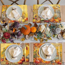 Fall Placemats Set of 6 Thanksgiving Pumpkin Plastic Table Mats Farmhouse Rustic Fall Autumn Place Mats Washable Vinyl Rustic Holiday Table Decoration for Indoor Outdoor Party Kitchen Dining by CozyNest Decor