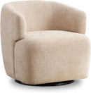 Swivel Accent Chair, Chenille Barrel Chair for Living Room, Cozy Round Boucle Arm Chair, Metal Base for Club Nursery Bedroom, Beige by CozyNest Decor