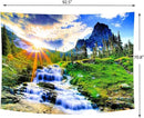 Delur Mountain Waterfall Tapestry Sunset Forest Tree Nature Landscape Tapestry Wall Hanging Tropical Sunrise Rainforest Psychedelic Scenic Headboard for Bedroom Living Room Home Decor (70.8" x 92.5") by CozyNest Decor