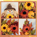 24" Rustic Fall Scarecrow Teardrop Swag – Farmhouse Sunflower & Pumpkin Wreath – Autumn Harvest Hanging Decor for Front Door, Wall, Porch, Indoor/Outdoor by CozyNest Decor