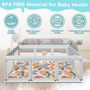 74" ×50" Large Baby Playpen, Baby Playard for Babies and Toddlers, Play Pens for Indoor & Outdoor, Sturdy Safety Play Yard with Soft Breathable Mesh, Anti-Fall, Grey (with MAT) by TinyTreasures Baby Boutique