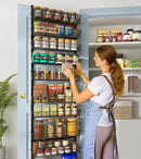 10-Tier Over The Door Pantry Organizer, Pantry Organization and Storage, Black Metal Hanging Adjustable Basket, Wall Spice Rack Seasoning Shelves, Home & Kitchen Essentials by CozyNest Decor