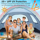WhiteFang Beach Tent Anti-UV Portable Sun Shade Shelter for 3/4/6/8 Person, Extendable Floor with 3 Ventilating Mesh Windows Plus Carrying Bag, Stakes and Guy Lines by TinyTreasures Baby Boutique
