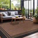 Bordered Outdoor Rug 6x9 Washable Outside Carpet for Indoor Patio Porch Waterproof Easy Cleaning Non Shedding Area Rugs Nut Brown 6 x 9 by CozyNest Decor