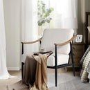 Modern Accent Chair for Living Room Bedroom Mid Century Arm Chair Upholstered Office Accent Chair Comfy Waiting Room Chair with Metal Frame, Cream White by CozyNest Decor