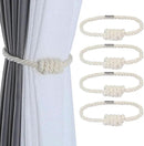 Fenghuangwu 4Pack Magnetic Curtain Tiebacks – Bohemian Style Handmade Woven Tie-Backs for Drapes,Elegant Exquisite Knot Holdbacks,Outdoor Boho & Modern Home Decor-Cotton by CozyNest Decor