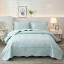 MarCielo 3-Piece 100% Cotton Oversized Bedspread Lightweight Quilt Coverlet Embroidery Farmhouse Bedding Set T0 (Aruba Blue, Oversized King (118"x106")) by CozyNest Decor