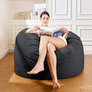 4FT Bean Bag Chair: Bean Bag with Velvet Cover, Fluffy and Comfy Bean Bag Chairs for Adults and Kids, Bean Bag Sofa Filled with High-Density Sponge for Gaming (Black) by CozyNest Decor