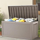 260 Gallon Storage Box, Waterproof Resin Deck Box with Steel Support & Hydraulic Rod, Lockable Storage Bench for Indoor & Outdoor Use, Storage Bin for Patio Cushions, Garden Tools, Grey by GreenHaven Gardens