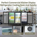 BODEGACOOLER Back Bar Cooler With 3 Glass Doors,11.4 Cu.Ft Commercial Back Bar Fridge with LED Lighting,Counter Height Bar Outdoor Beverage Cooler for Beer,Soda Drinks,Wine by CozyNest Decor