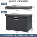 Large 17" 36 Quart Collapsible Stackable Storage Bins with Lids, 5 Packs Dark Gray Foldable Fabric Closet Storage Boxes with Lids Heavy-duty Linen Cube Baskets(17 x 12 x 11) by CozyNest Decor