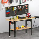 60“ Adjustable Height Workbench Work Bench for Garage Work Table with Under Table Shelf Heavy Duty Rubber Wood Top for Shop Woodworking, Office, Home, Commercial by GreenHaven Gardens