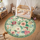 Floral 6ft Area Rug Machine Washable Soft Print Boho Carpet Non Slip Doormat Low Pile Flower Area Rugs for Living Room Bedroom Nursery Kitchen Dining Room Indoor-Light Green by TinyTreasures Baby Boutique