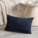 Fancy Homi 2 Packs Navy Blue Lumbar Decorative Throw Pillow Covers 14x24 Inch for Couch, Rustic Farmhouse Boho Home Decor, Soft Striped Corduroy Rectangle Accent Cushion Case 35x60 cm by CozyNest Decor
