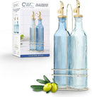 COOK WITH COLOR Glass Olive Oil Bottle Dispenser - 2 Pack- 17oz Oil and Vinegar Cruet - Olive Oil Carafe Decanter for Kitchen by CozyNest Decor
