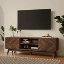 LuxenHome Mid Century Modern TV Stand, 63" TV Stands for Living Room for TVs up to 65", Entertainment Center with Storage, Wood TV Console with Tapered Legs, Television Stands by CozyNest Decor