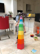 TOWO Wooden Stacking Boxes Rainbow Colours-Nesting and Sorting Cups Blocks for Toddlers-Stacking Cubes Educational Learning Toys for 2 Years Old Montessori Materials by TinyTreasures Baby Boutique