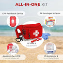 Ever Ready First Aid, Fanny Pack/Hip Pack, Fully Stocked First Aid Kit with Adult & Infant CPR Combo Masks with Beaty by TinyTreasures Baby Boutique