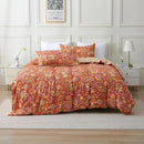 ABREEZE Paisley Bedding Sets 3Pcs Brushed Cotton Duvet Cover Set Queen Size Rustic Damask Red Floral Comforter Cover with Zipper Closure Boho Bedding Collections by CozyNest Decor