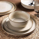 GBHOME Ceramic Dinnerware Sets for 4, 12 Pieces Stoneware Plates and Bowls Sets, Scratch Resistant Dishes, Dishwasher & Microwave Safe, Reactive Glaze-Cappuccino by CozyNest Decor