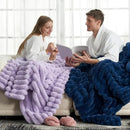 Cozy Bliss Faux Fur Throw Blanket for Couch, Cozy Warm Plush Striped Blanket for Sofa Bedroom Living Room, 60 * 80 Inches Lavender Purple by CozyNest Decor