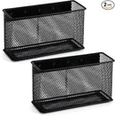 Wire Mesh Storage Baskets Organizer Set of 2 Black Magnetic Basket with 5 Strong Magnets Magnetic Organizer Holder for Refrigerator Locker Whiteboard Office, 6.29'' × 2.28'' × 3.54'' by CozyNest Decor