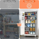 71" H×32" W×16" D Garage Storage Cabinet with Wheels, Locking Metal Storage Cabinet with 5 Adjustable Shelves, 4 Hooks and Pegboard for Garage, Home Office, Kitchen, Assembly Required, White by GreenHaven Gardens