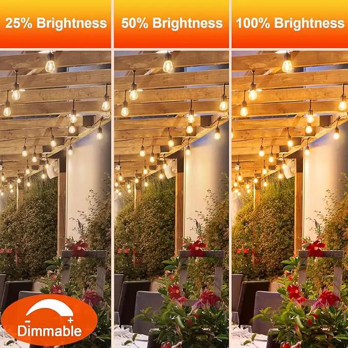 48 Pack Shatterproof LED Replacement Bulbs for Outdoor String Lights, S14 Edison Bulbs for Patio String Lights Outdoor Waterproof, Warm White 2200K, Dimmable, E26 Standard Base, photo 6 of 8