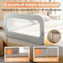 Large Bed Guard Rail for Toddlers - 59inch Foldable & Adjustable Heights Baby Bed Safety Railing - Toddler Long Bed Rails Guard for Twin, Bunk, Queen & King, Full Size Bed by TinyTreasures Baby Boutique