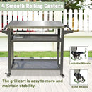 Domi 3-Shelf Outdoor Grill Table, Grill Cart with Wheels, Outdoor Pizza Oven and Food Prep Table, Blackstone with Stainless Steel Tabletop, BBQ Stand for Blackstone Griddle for Outside BBQ by CozyNest Decor