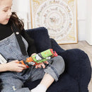 Kids Chairs for Toddler, 2-in-1 Toddler Soft Sherpa Couch Fold Out, Convertible Sofa to Lounger for Girls and Boys, Dark Blue by CozyNest Decor