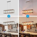 XINGQI Farmhouse Dining Room Chandeliers, Rectangle Vintage Hanging Lighting Fixtures, 4-Light Kitchen Island Lighting, Rustic Metal Chandelier Pendant Light, Antique Wood Grain XY082 by CozyNest Decor